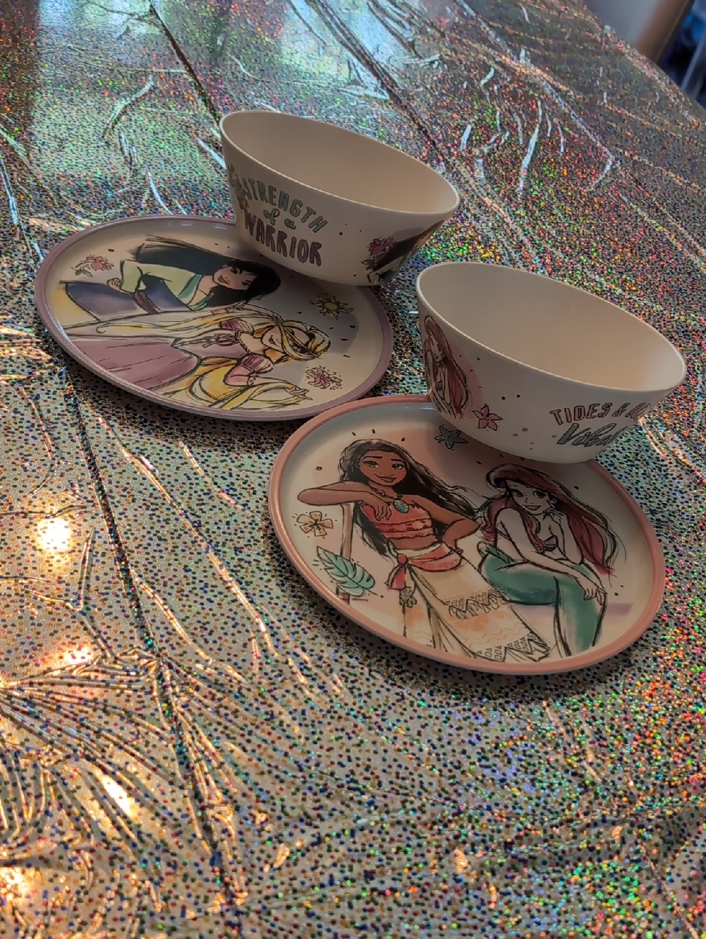 Zak Designs - Disney Princess Melamine Bowl & Plate Set - 2 Bowls & 2 Plates